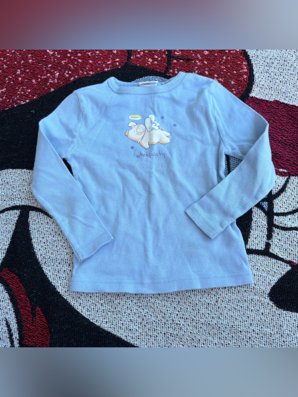 VINTAGE CARTERS BLUE WHEN PIGS FLY LONG SLEEVE TOP SIZE 4T